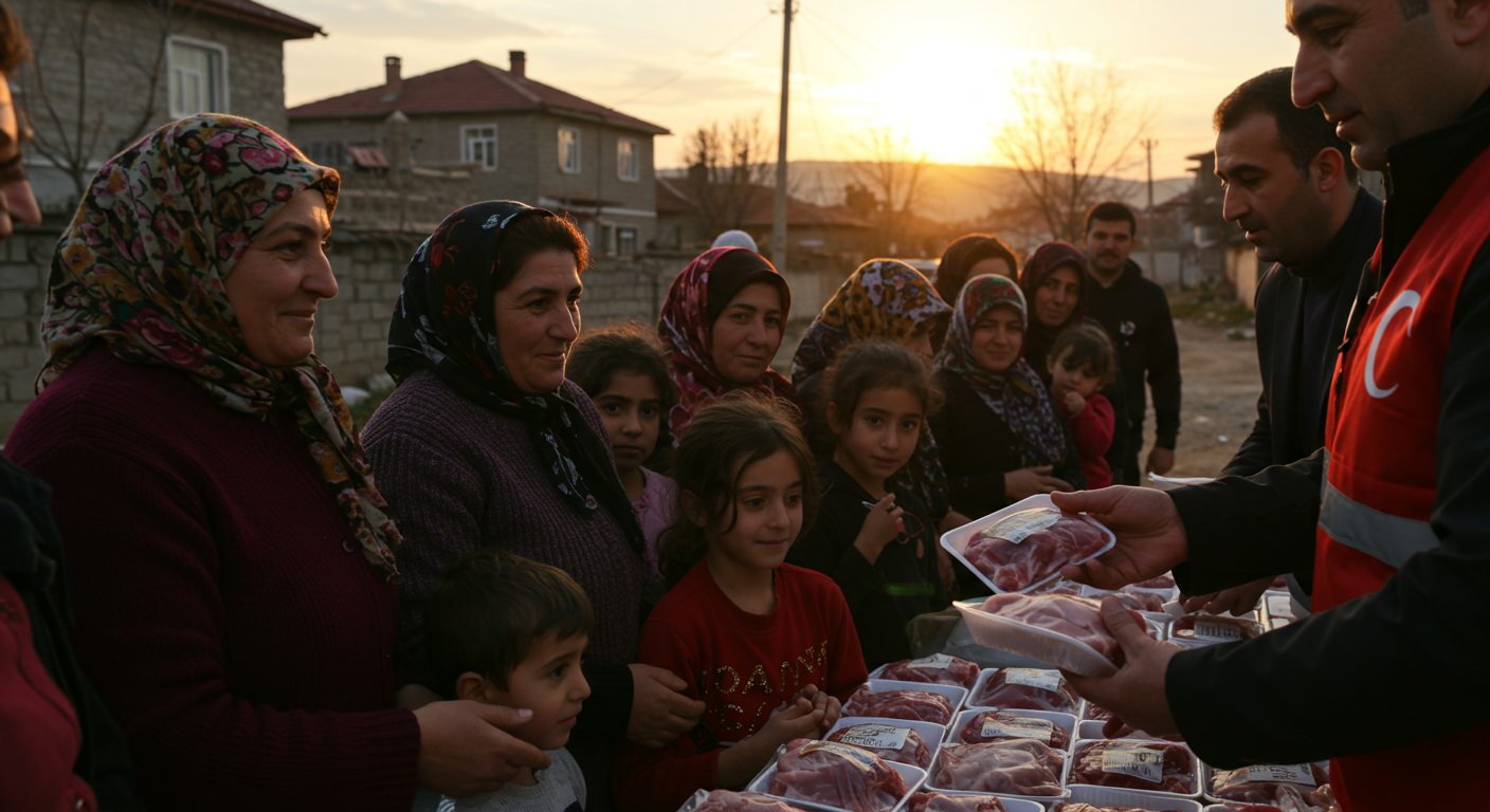 Türkiye'de İhtiyaç Sahibi Ailelere Kurban Eti Dağıtımı